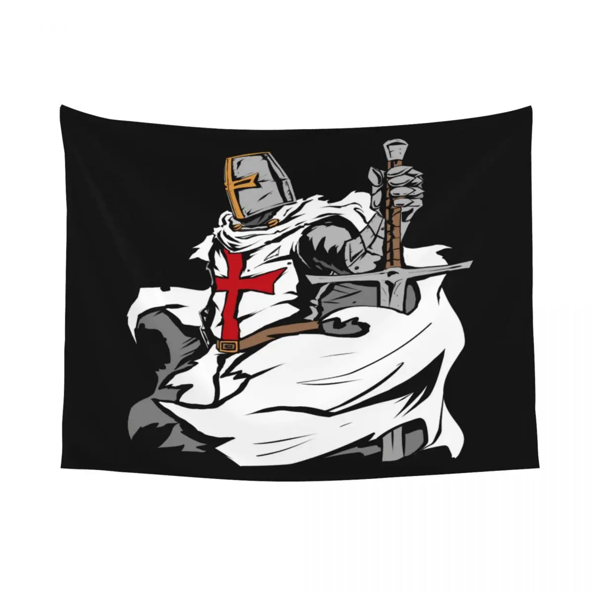 Knight Templar Sword Crusader Tapestry Wall Hanging for Living Room Customized Hippie Tapestries Home Decor