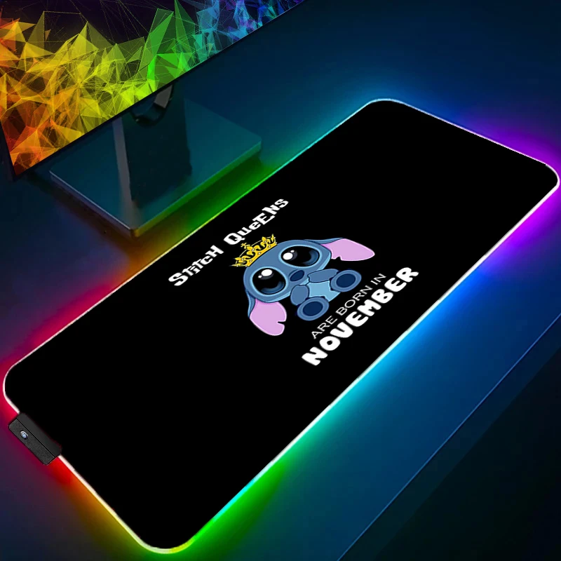 

LED Mouse Pad S-stitch Large Gamer Anime illustration Keyboard RGB Desk Mouse Mat Carpet Backlight Gaming Notbook 90x40 Mousepad
