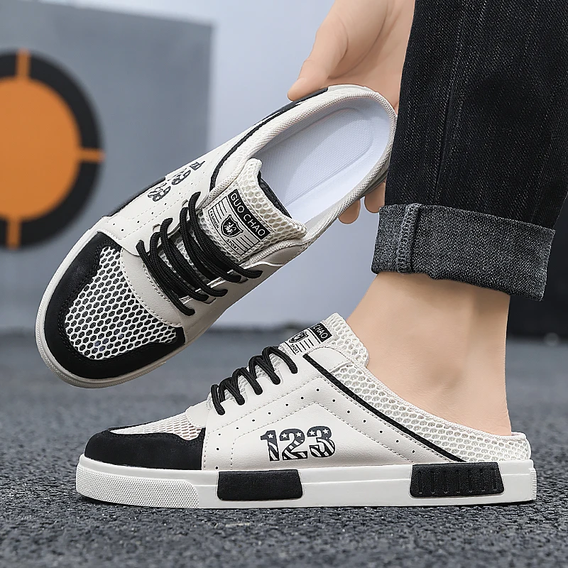 

Men's Half Slippers Outdoor Sandals Mesh Shoes Soft Sole Anti Slip Lightweight Sport Sandals for Men Casual Walking Shoes