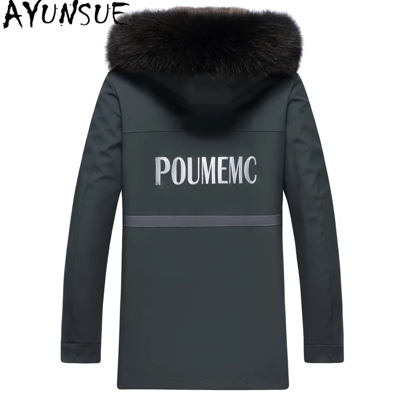 AYUNSUE Natural Fur Parka Men Real Fur Coat High Quality Winter Jacket for Men Clothing Mink Fur Liner Veste Fourrure Hommes