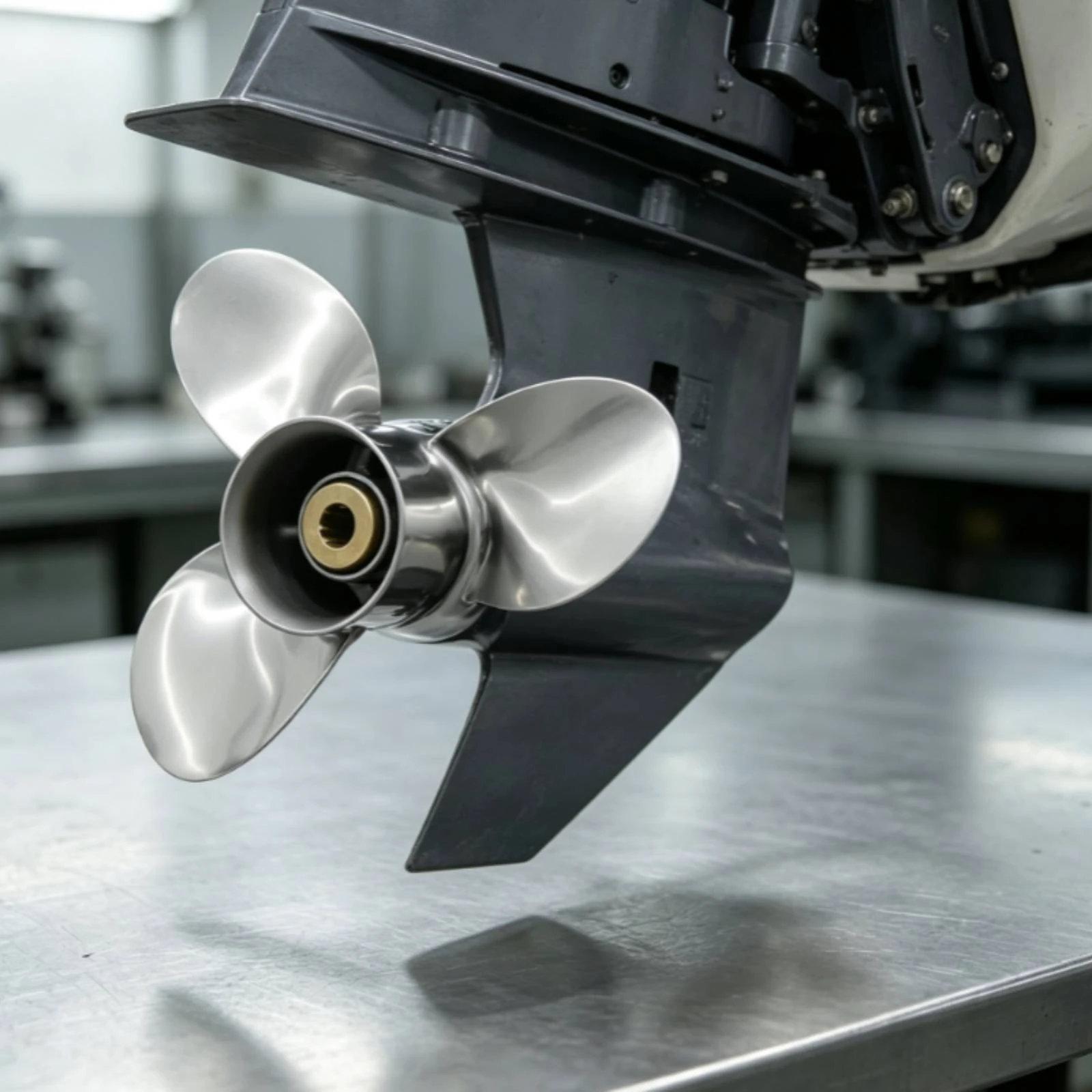 Silver Mirror Finish Outboard Boat Propeller Inoxydable Hardware 3 Blade Thrust for Two Stroke Use