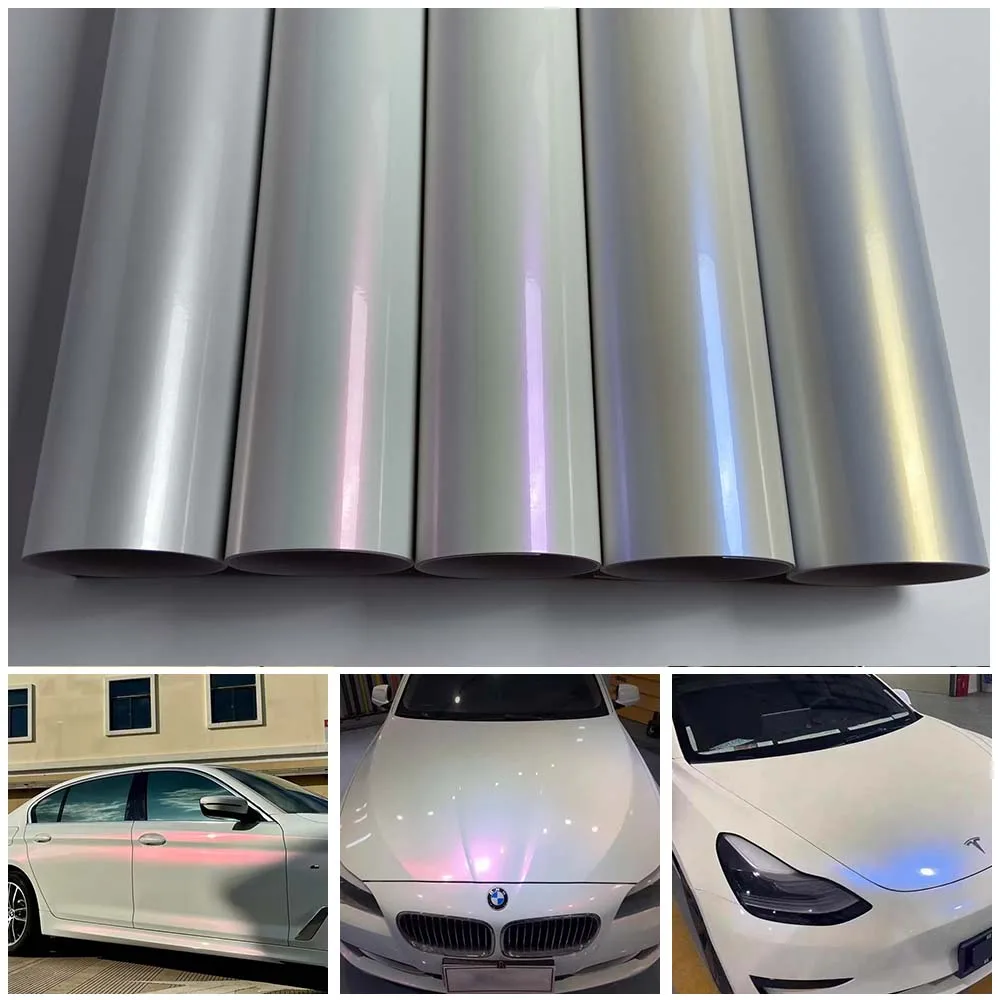 Glänzende Chamäleon Rot Blau Lila Perle Weiß Auto Wraps Vinyl Rolle mit Air Release DIY Auto Wrapping Film Motorrad Zubehör