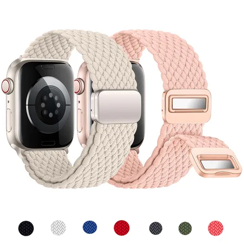 Correa trenzada de nailon para Apple Watch, pulsera con hebilla magnética de 44mm, 40mm, 45mm, 49mm, 41mm y 38mm, serie iWatch se 7 3 5 6 8 Ultra