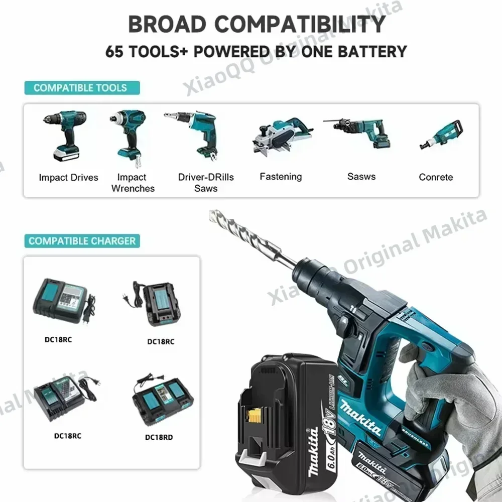 For Makita 18V 6Ah DTD173 DHP485 DHS680Z DUB186Z DTD173 DGA404 Angle Grinder DTW600 DHW180 Cordless Washer 18V 6Ah tool battery