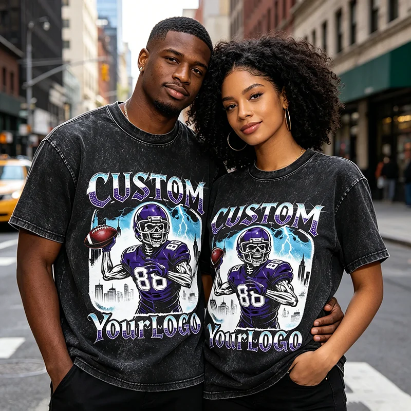 Custom Rhinestone Patterns Customizable Vintage T-Shirt Upload Graphic for Front Print Cotton No MOQ view 2