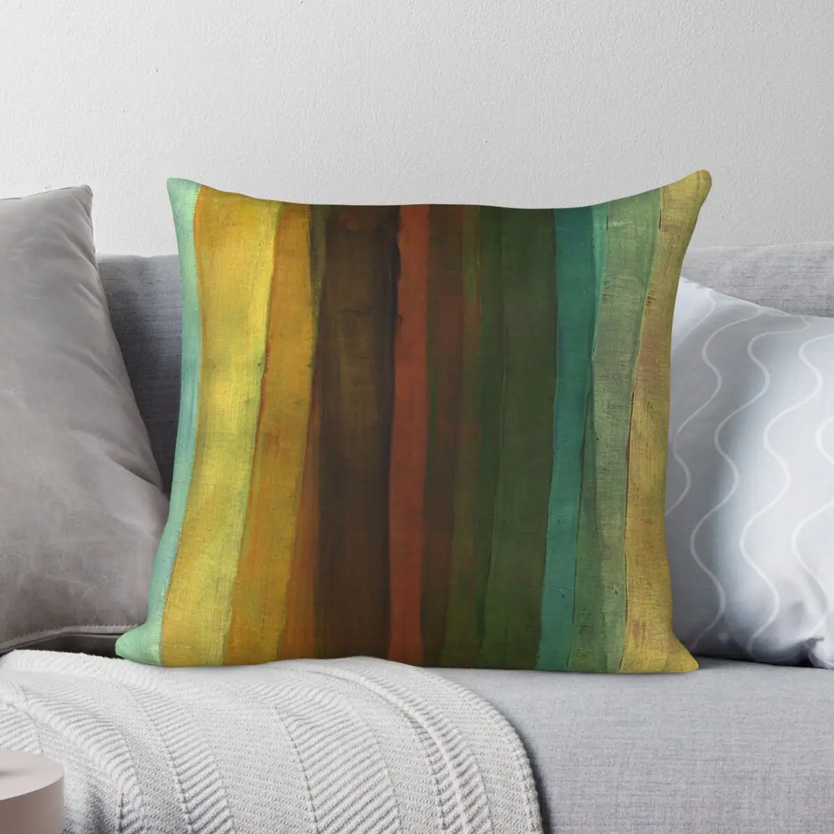 Multicolour Vertical Stripes Square Pillowcase Polyester Linen Velvet Pattern Decor Throw Pillow Case Sofa Seater Cushion Cover