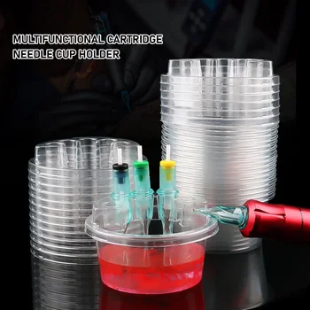 20 pz Cartuccia per aghi per tatuaggio usa e getta Portabicchieri per aghi Supporto per tazza per pulizia inchiostro in plastica Supporto per cartuccia per tatuaggi Vassoio per tatuaggi Forniture per tatuaggi