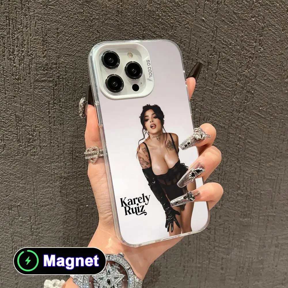 Funda Transparente Blanca MagSafe para Teléfono Móvil Karely Ruiz, Compatible con iPhone 17, 16, 15, 14, 13, 12, 11, X, XR, XS, Air, Pro, Max, Plus