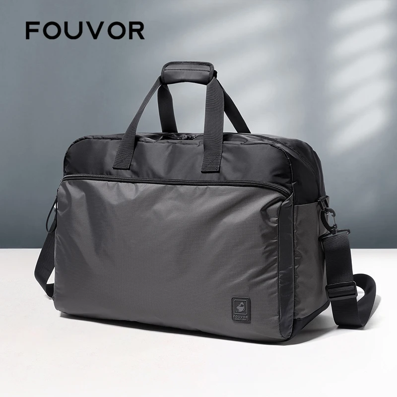 

Fouvor Men's Shoulder Bag Trend 2025 Large Fashion Nylon Sports Travel Tote Bags Black Lightweight Waterproof Handbags 3027-08