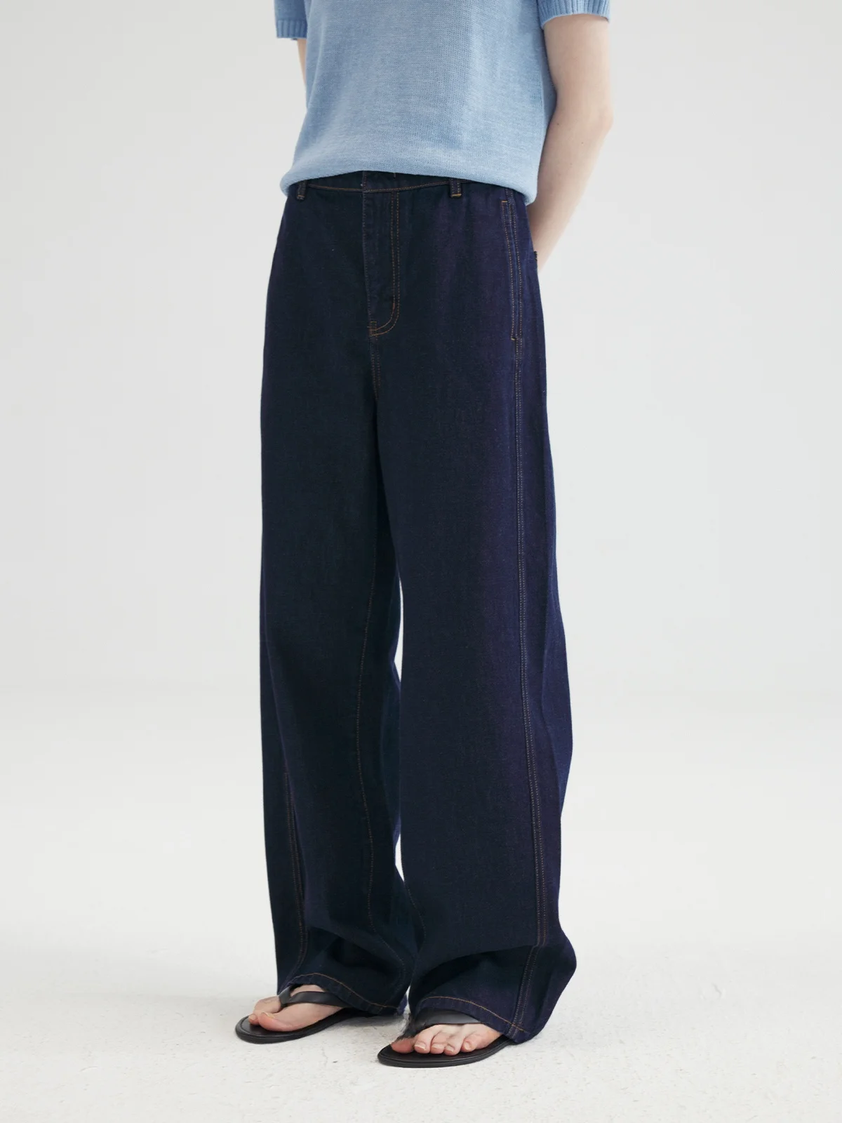 

Классические джинсы Four Seasons HABITS, простой силуэт, универсальные повседневные широкие брюки с высокой талией, всесезонные брюки на молнии