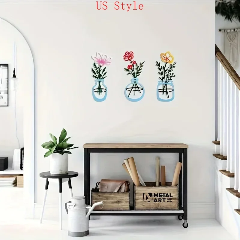 

Flower Wall Decoration Metal Flower Art Sculpture Livingroom Bedroom Art Wall Hanging Sticker Garden home Decoration bedroom Gar