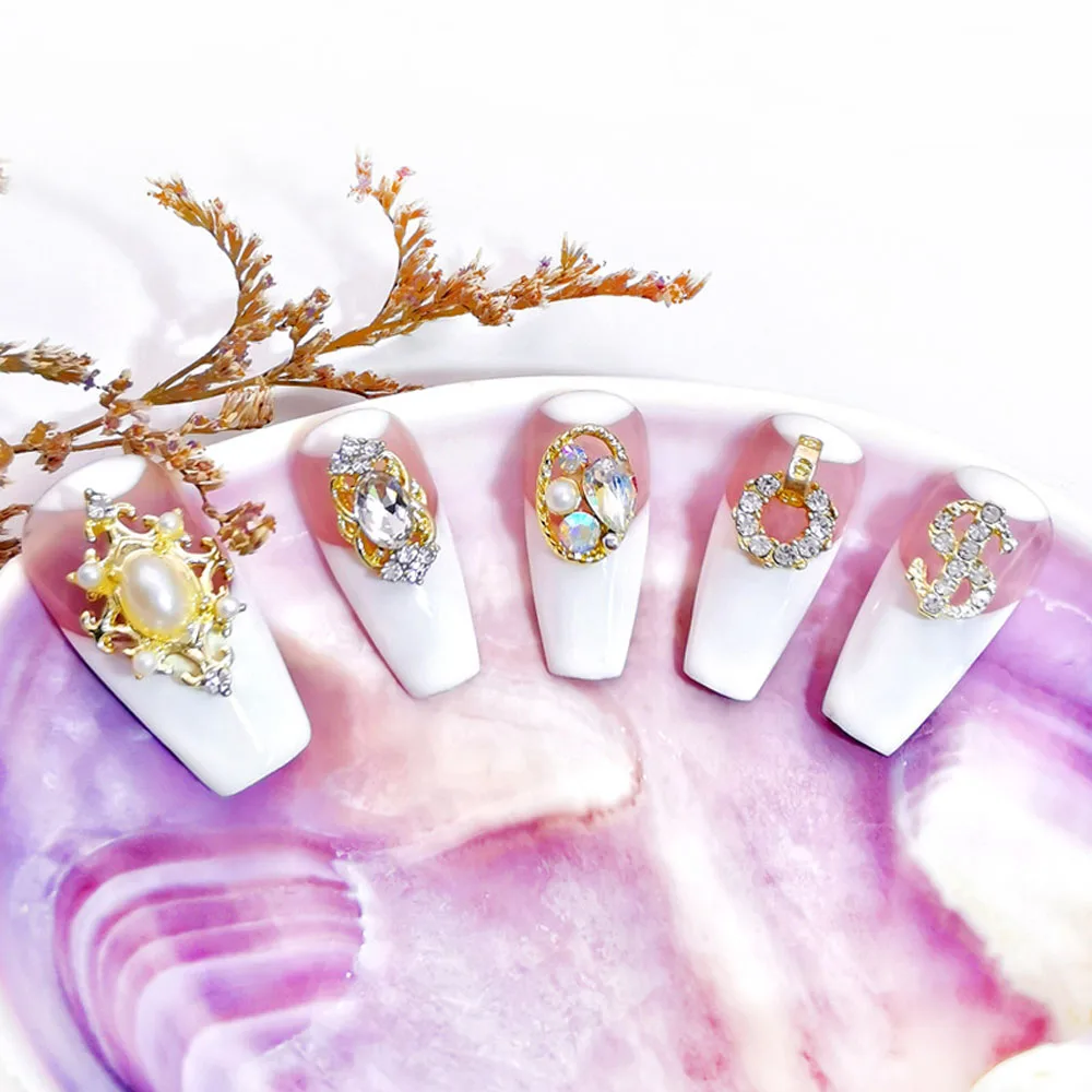 ネイル用ジュエリー,合金,10個ピース/ロットバッチ,ドル記号,水滴,ラインストーン,宝石,3D光沢のある金属装飾,ネイルアート用チャーム