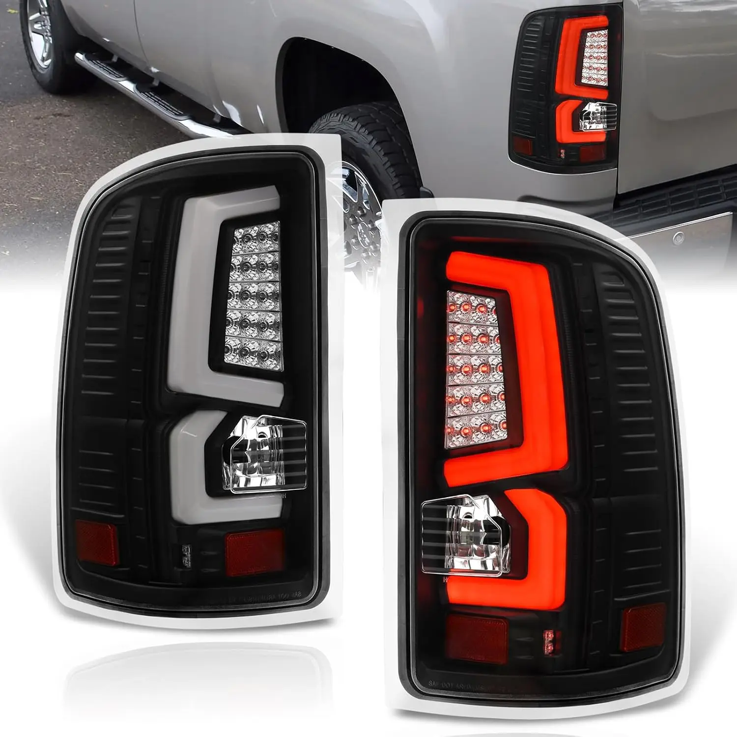 Neon LED DRL Tube Bar Brake Tail Lights Lamps Assembly Driver Left + Passenger Right Pairs Compatible/Replacement For Sierra 150