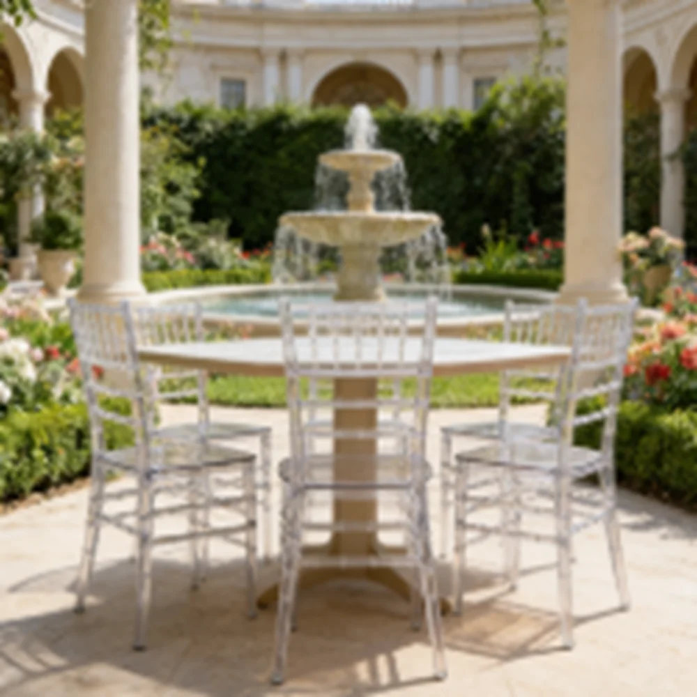 

Модные прозрачные стулья, акриловые бамбуковые стулья, стулья для отелей из смолы, пластиковые уличные свадебные стулья