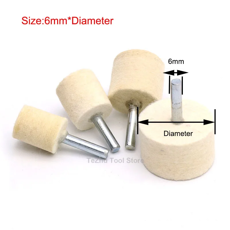 6mm pręt wełniany filcowy trzpień polerowanie tarcze polerskie końcówki szlifierskie głowica szlifierska polski zegarek biżuteria narzędzie obrotowe