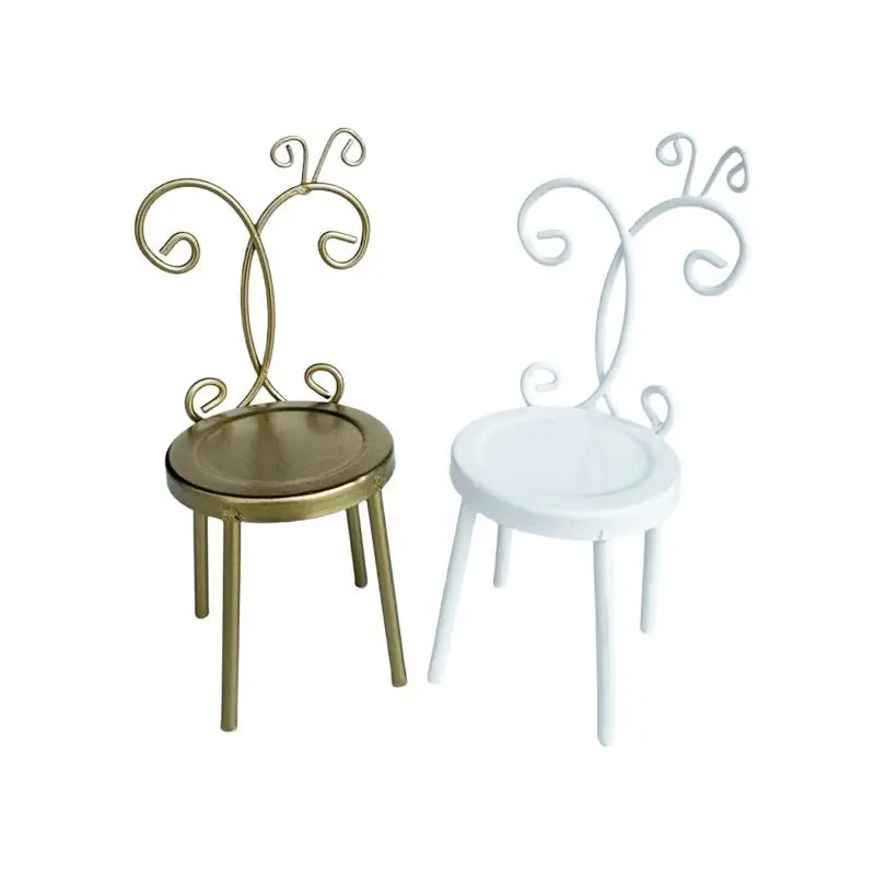 1:12 دمية مصغرة إكسسوارات دمي الحديد كرسي خلفي الأثاث نموذج المنزل ديكور لعبة بيت الدمية الملحقات