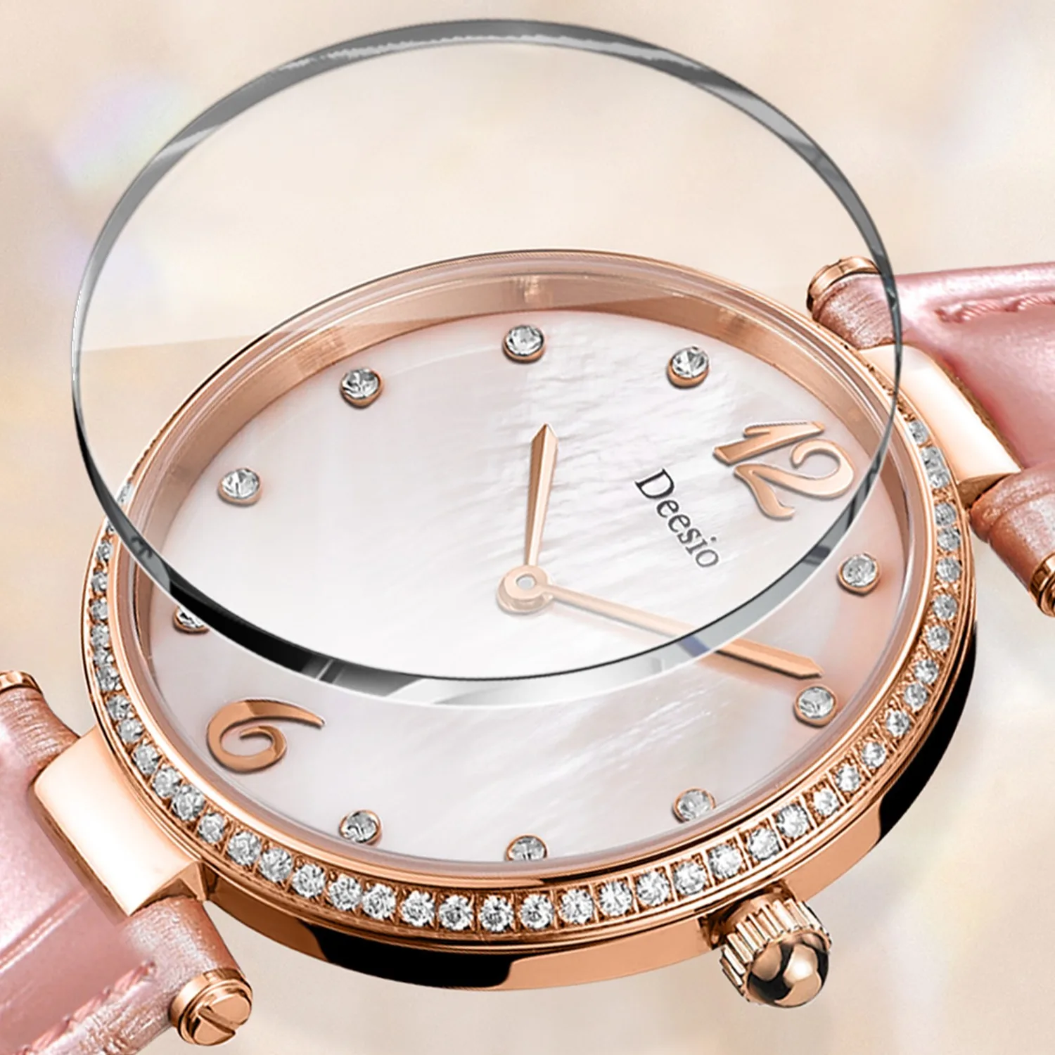 ساعة كوارتز نسائية عصرية وبسيطة وأنيقة من Deesio مصنوعة من مادة الفولاذ المقاوم للصدأ 316L، مقاومة للماء وعالية الجودة