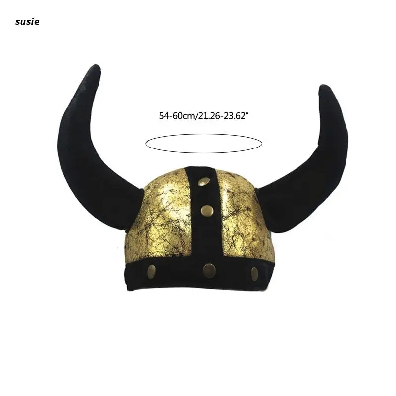 Funny Viking Plush Soft Hats Bull Head Photoshoot Tool Novelty Headwear Women Men Party Gift Birthday Halloween Hat