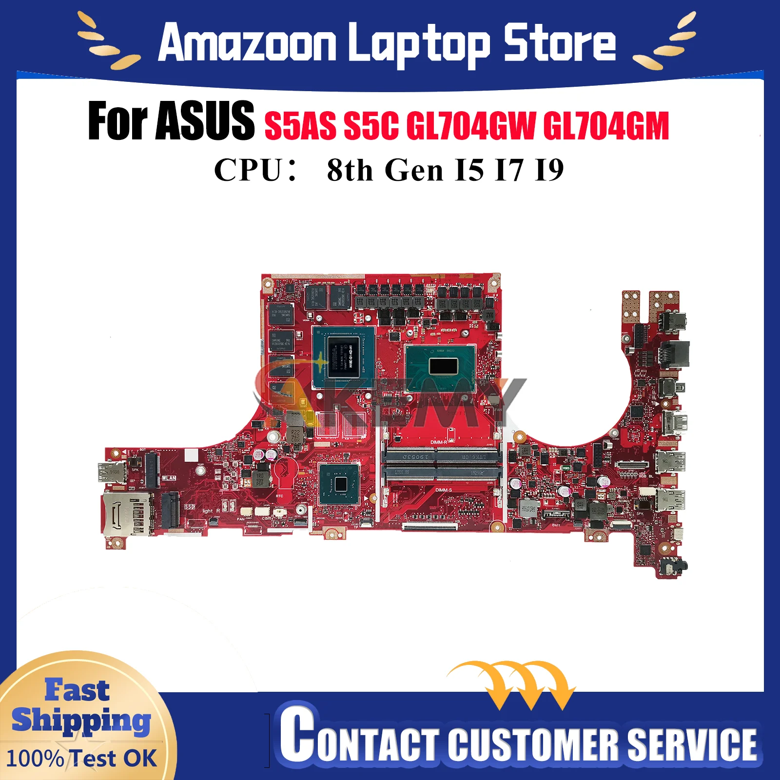 

GL504GV Laptop Motherboard For ASUS ROG Strix GL504G GL704GV GL704GW S5AS GL704GS S5C GL704GM Mainboard W/ I5 I7 I9 CPU tests OK