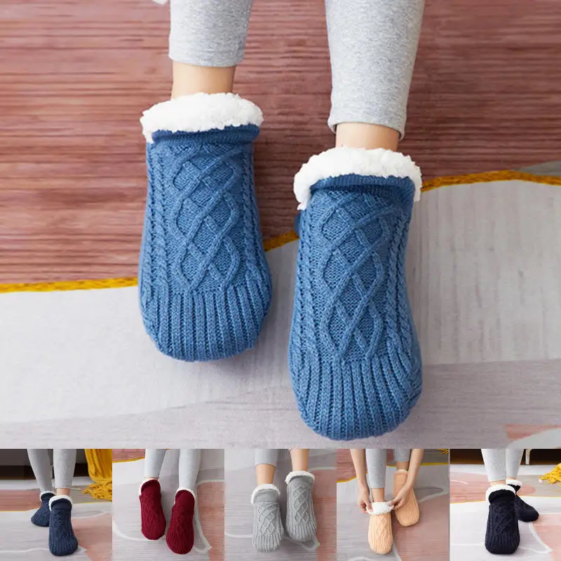 Thermal Slipper Socks for Men Women Winter Warm Short Thickened Non Slip Grip Home Sleeping Soft Floor Socks view 2