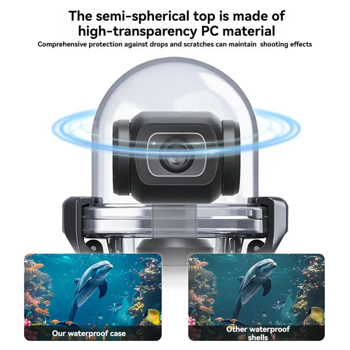 45M/148FT Waterproof Dive Housing Case for 4, Waterproof Dome Housing, High-Transparent PC Shell