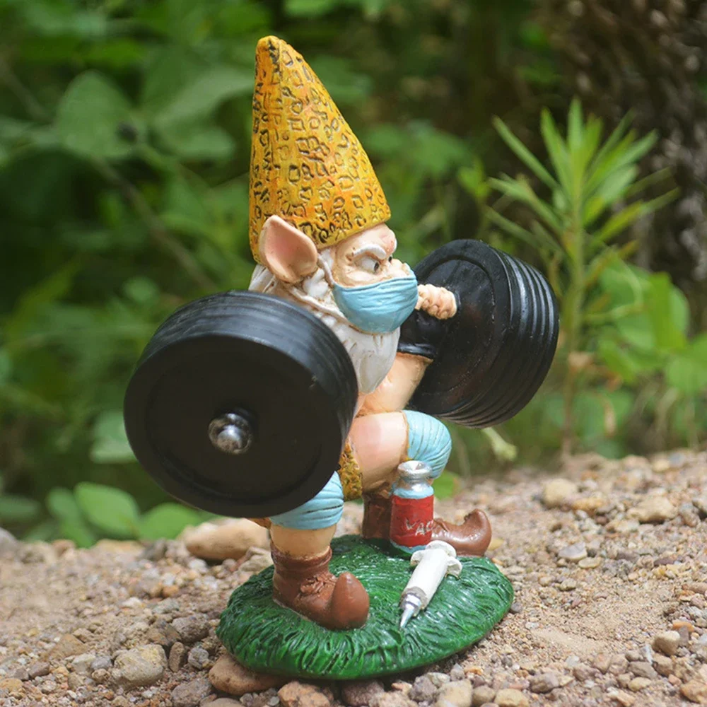 

Weightlifting Old Man Resin Gnome Dwarf Garden Elves Sculpture Resin Home Decoration Statue Crafts Funny Garden Dwarfs Ornaments