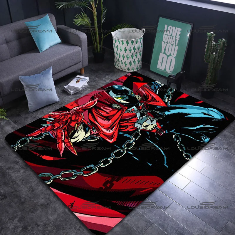 Square Flannel Spawn Carpet Horror Hell Messenger Pattern Decorative Rugs Modern Home Living Room Floor Mats Bedroom Carpet