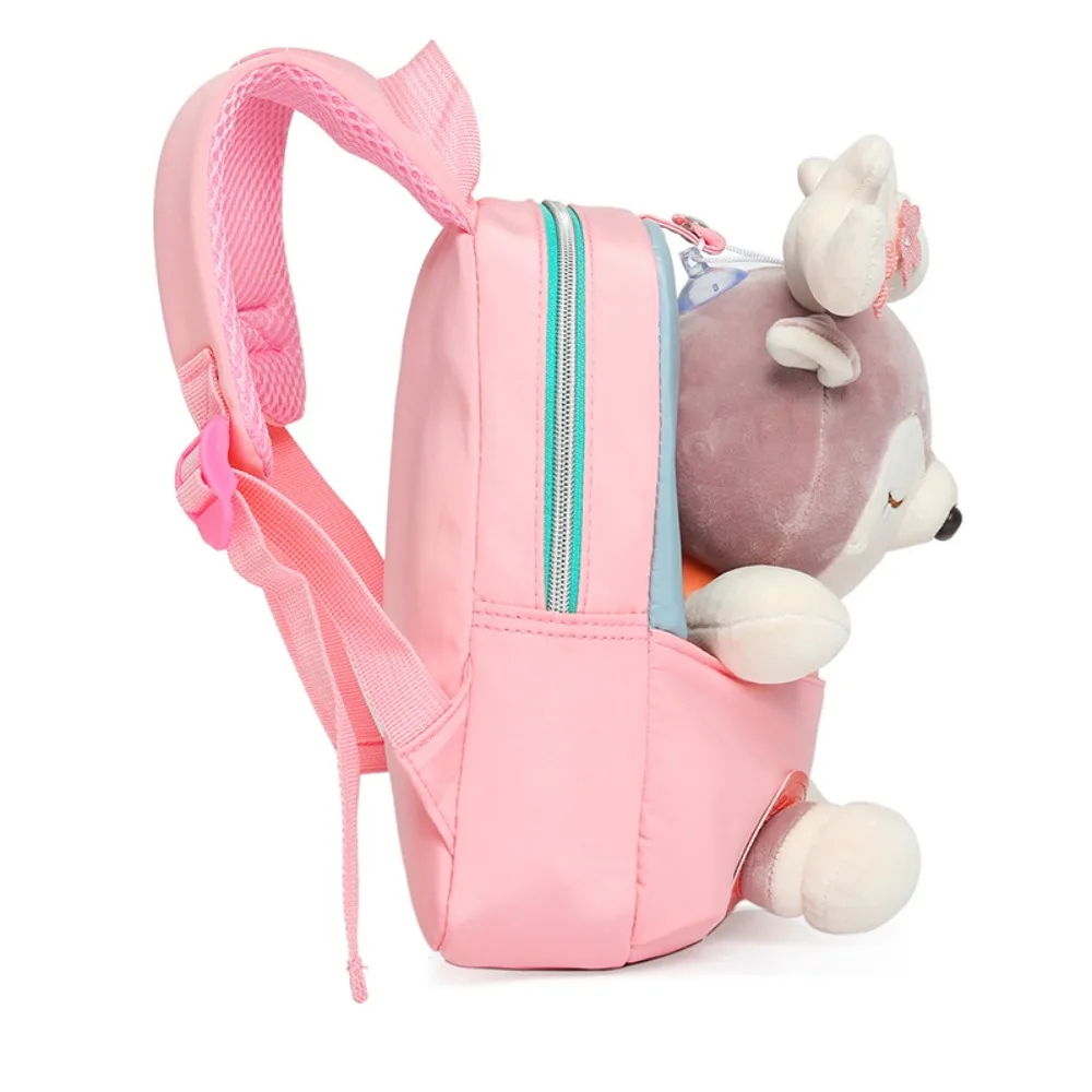 Cute Elk School Bag para meninas, mochila de poliéster Cartoon Doll, leve, destacável, simples, portátil, estudantes