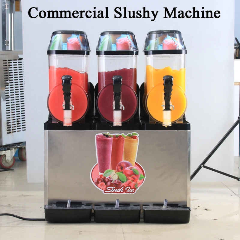 Double Tanks Slushy Machine 12L*2 Stainless Steell Snow Melting Machine 220V Ice Cream Maker Cold Drinking Dispenser