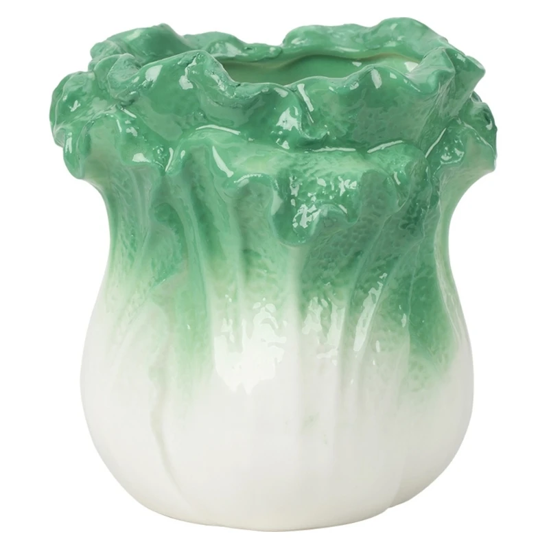 

Artistic Cabbage Shaped Ceramic Pen Cup Stylish Pencil Holder Office Ornament Dropshipping
