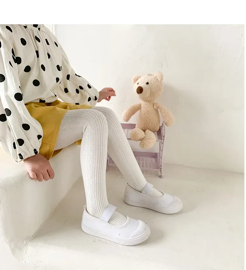 Baby Stripe Tights Winter Autumn Elastic Kids Girls Pantyhose Knitted Infant High Waist Solid Children Pants For 0-6Years