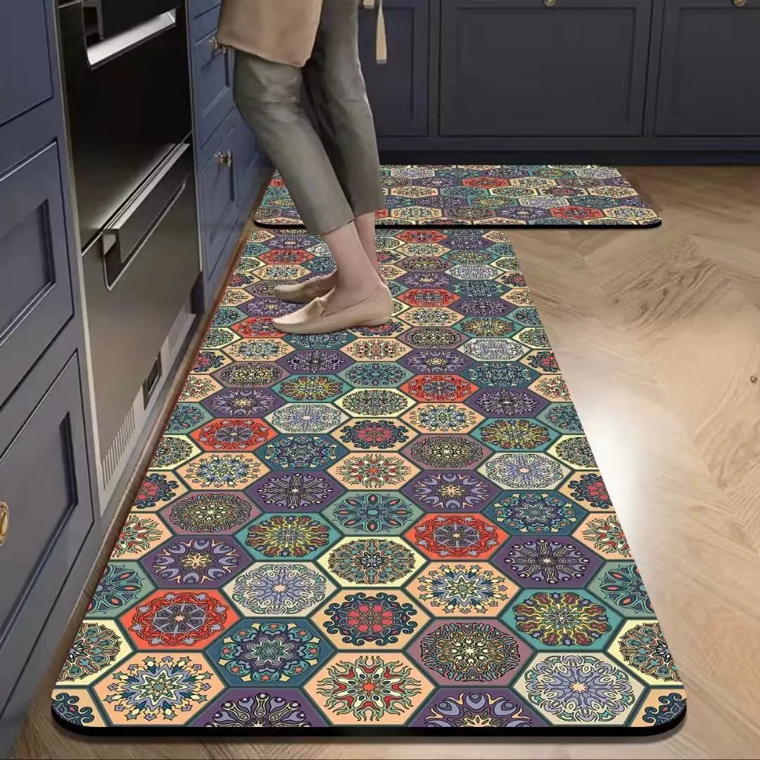 Best-Selling American-Style Mosaic Pattern Rug Suitable For Dirty Restaurants And Kitchen Easy To Clean， Great For Home Decor