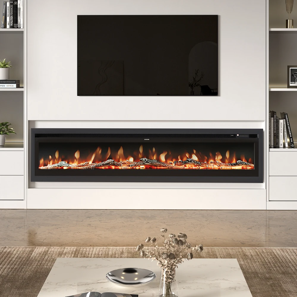 KOMORE 3 in 1 Electric Fireplace with Remote 12 Flame Colours 1800W 80&100 Inch