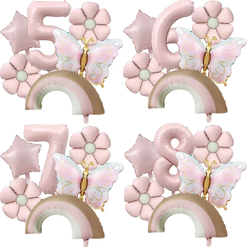 6 Stück Pastellrosa Schmetterling Aluminiumfolienballon für Mädchen Geburtstag Schmetterling Thema Hochzeit Party Dekoration Lieferungen – Detail 1