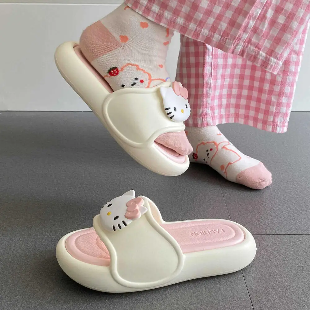 Summer Sweet Women Hello Kitty Cartoon Eva Slippers Sanrio Kawaii Female Outdoor New Kt Fashion Beach Sandals Shoes Girls Gift