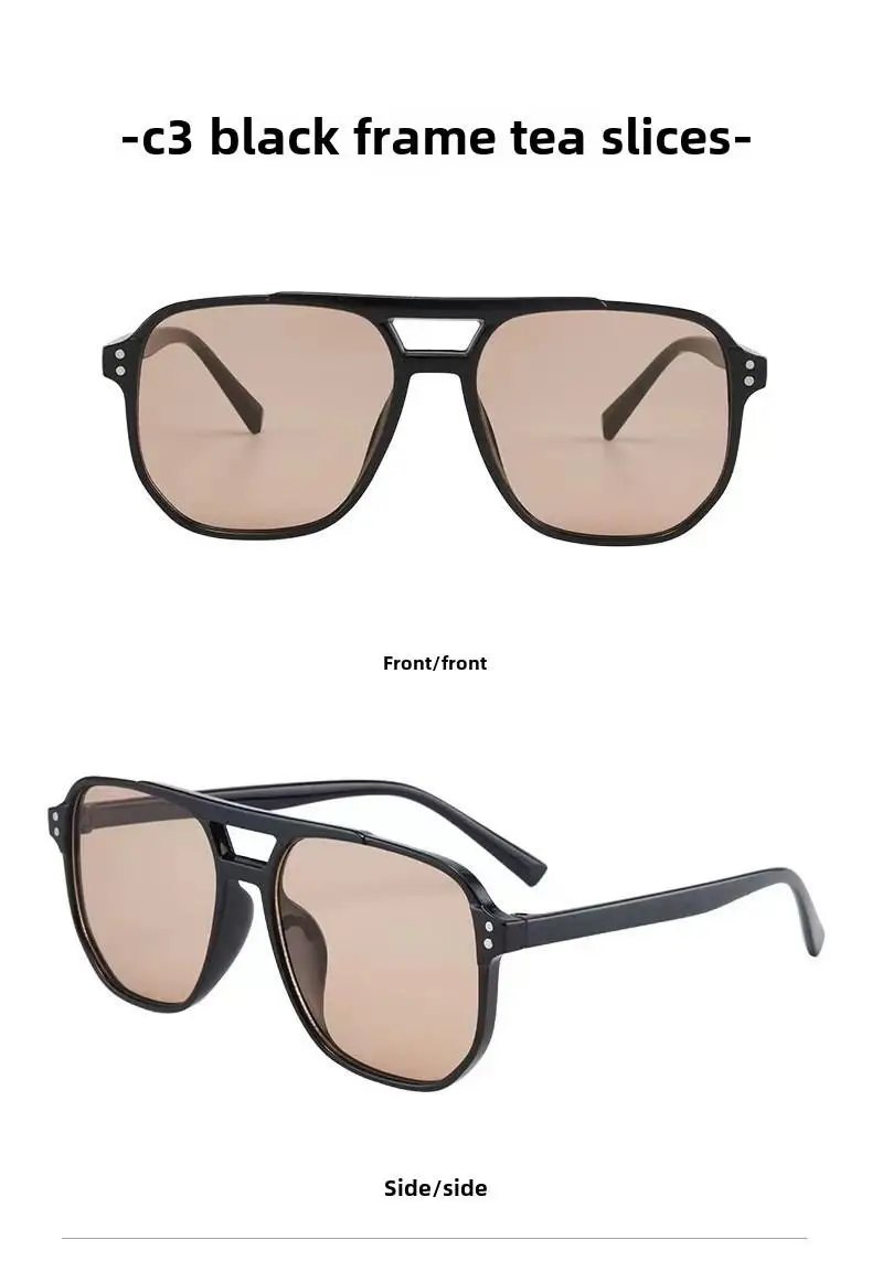 2025 neue trendige Damen-Sonnenbrille, UV400-Sonnenschutz, Anti-Ultraviolett, Unisex-Brille, elegante Doppelstrahl-Pilot-Linse – Detail 7