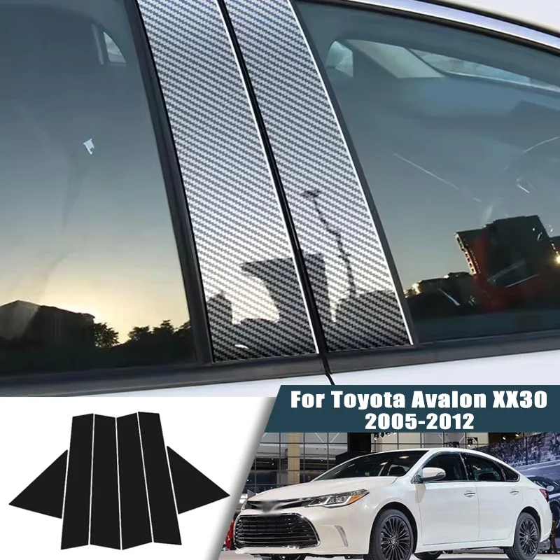 Glossy Black Carbon Fiber Window Door Deal B C Pillar Post Cover Sticker For Toyota Avalon XX30 2005-2012 2006 2007 2008 2009
