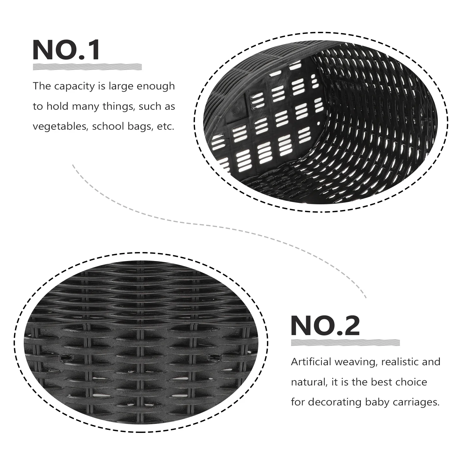 

Vintage Wicker Bike Basket Durable Waterproof Coated Aluminum Frame Stable Front Handlebar Cycling Basket for Outdoor Storage