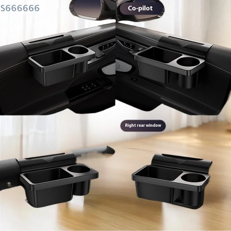 

Dual-Functional Car Door Cup Holder, Key Organizer with Charging Port & Hooks