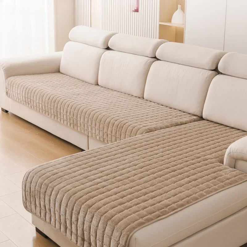 yesL-shaped Corner Flannel Sofa Cover Universal Living Room Sofa Cover