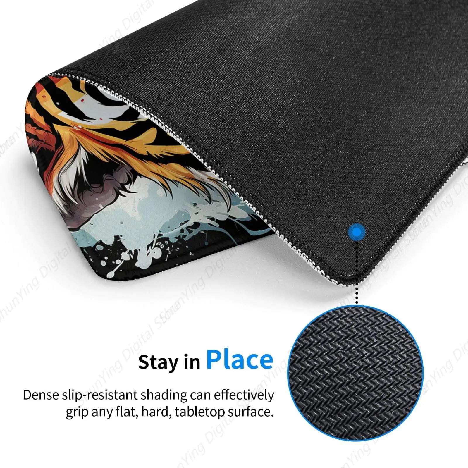 Mouse Pad Tiger Graffiti Washable Anti Slip Lock Edge Mouse Pad Laptop Gaming Table Pad 18*22cm