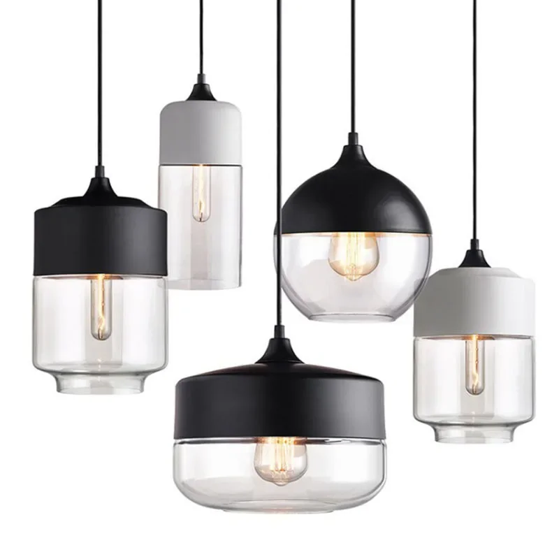 Modern LED indoor decor glass pendant light fixture restroom kitchen art hanging lamp nordic dining room lights black glass lamp