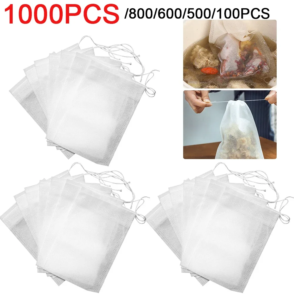 100-1000PCS Disposable Tea Bags Empty Teabags Non-woven Fabric Tea Infuser with String Heal Seal Teaware Spice Tea Filter Bag