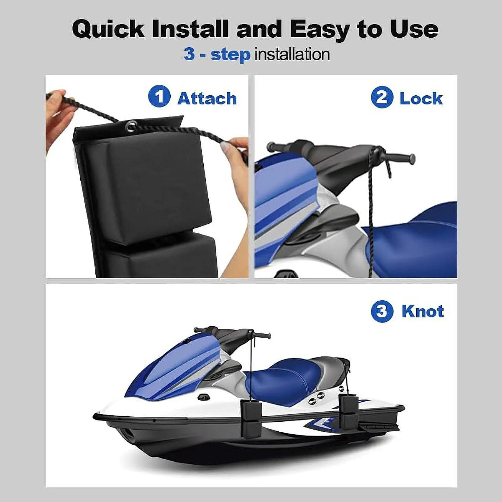 

Heavy Duty PVC Boat Fender Black Fender Easy Installation Dock Bumper with Ropes for Boat Docking and Mooring