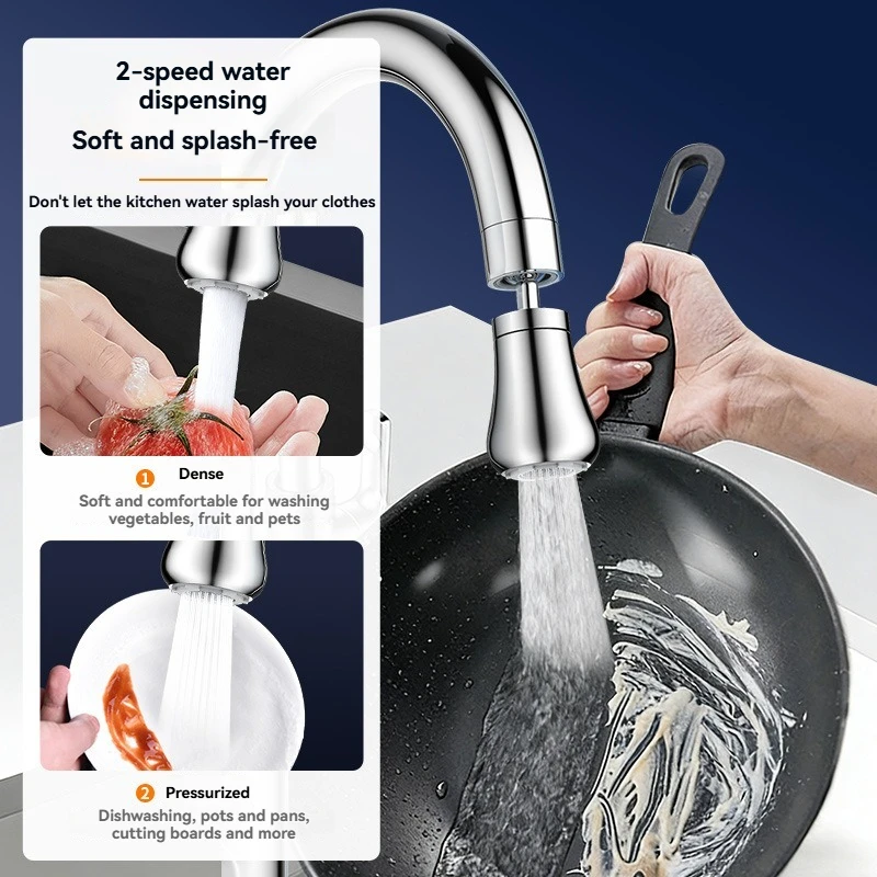 

Kitchen Faucet Aerator 360 Rotating 2 Mode Pressurized Splash Proof Bubbler Tap Nozzle Water Saver
