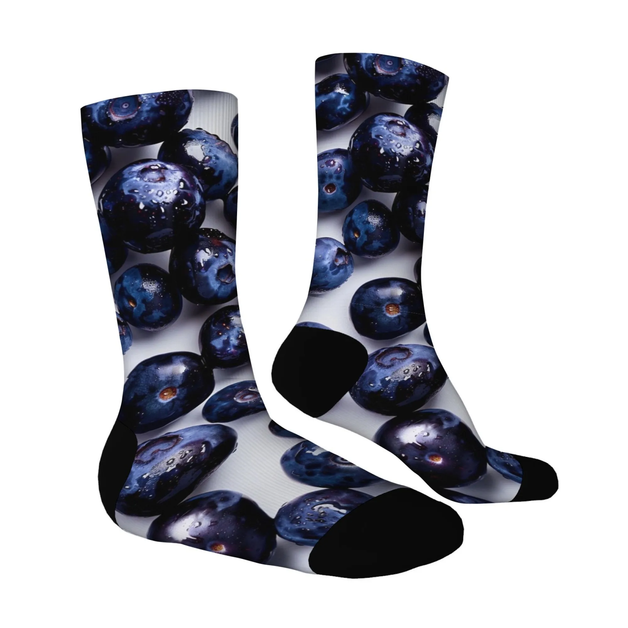 Fun Blueberry Socks for Food Lovers Cute Fruit Print Crew Socks Buttery Soft Everyday Socks Relaxing Home Socks