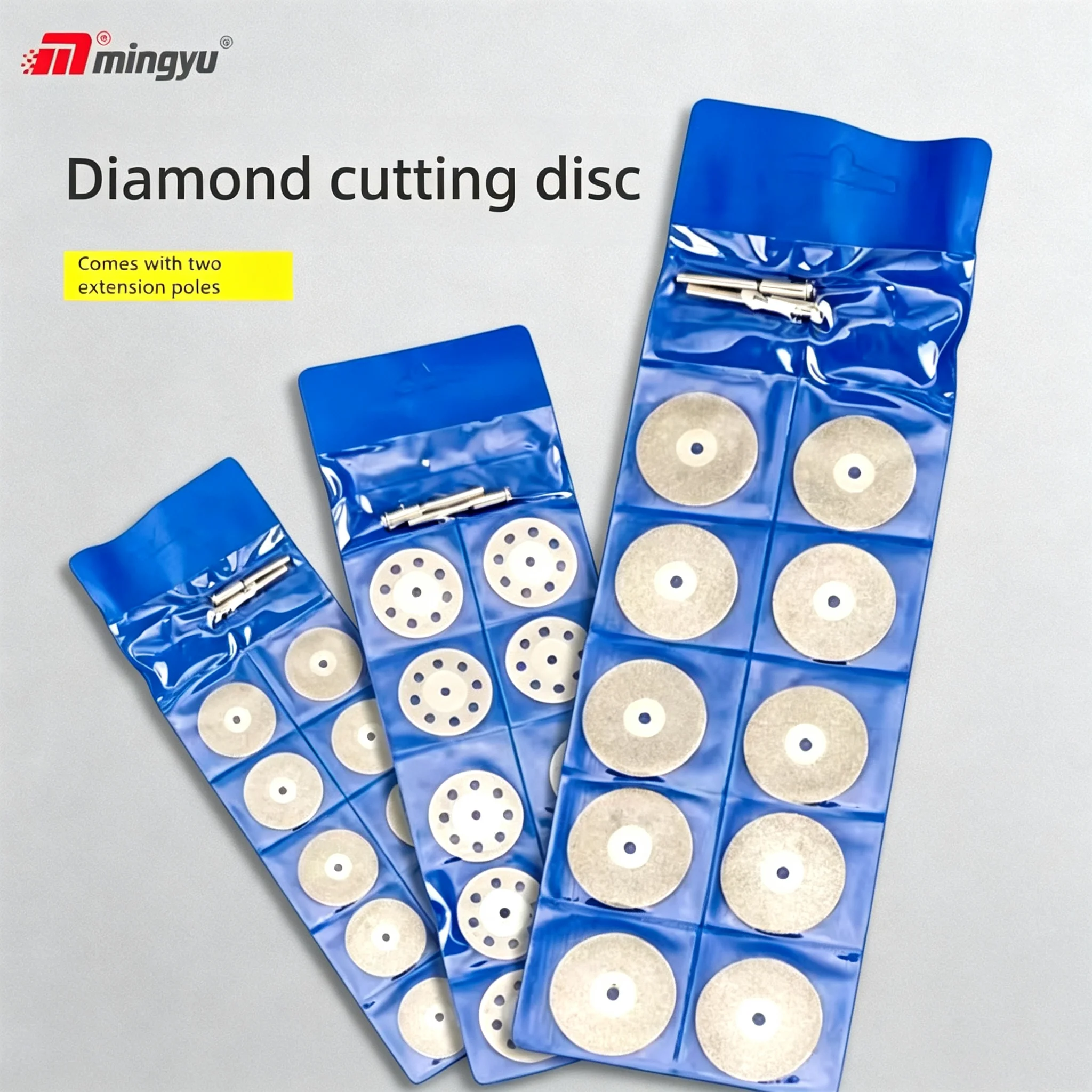 10 pièces, lames de scie circulaire miniatures en diamant de 16, 18, 20, 30, 40 et 50 mm, disques de coupe et de meulage, avec 2 tiges de connexion pour outil rotatif Dremel.