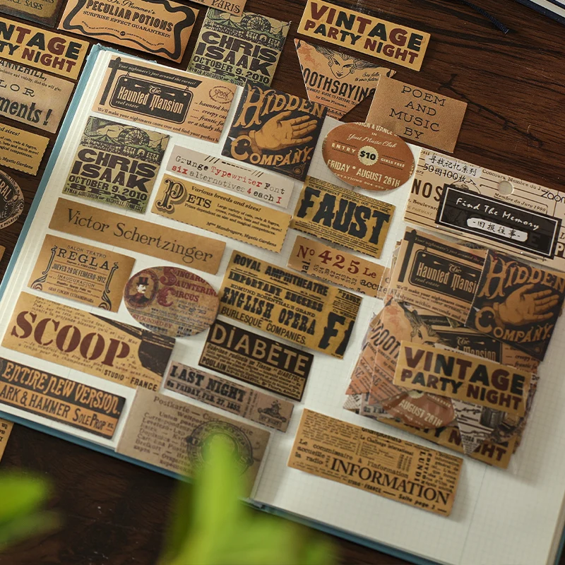 100 pcs Vintage Decorative Stickers pack Diy Diary Album Scrapbooking Collage material hand made junk journal supplies