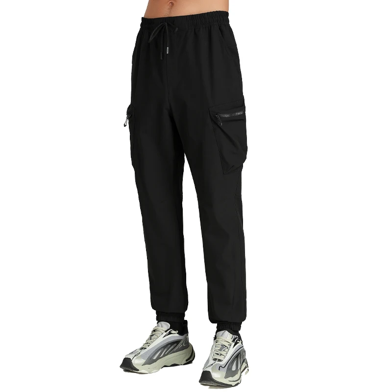 

Брюки для бега, тренировочные брюки для бега на открытом воздухе, повседневные эластичные леггинсы для фитнеса, быстросохнущие дышащие карманы, свободные спортивные штаны-карго