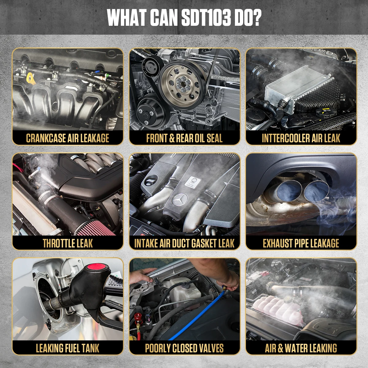 جهاز اختبار دخان السيارات التلقائي لنظام الإيفاب ، آلة دخان السيارات ، كاشف التسرب ، أداة اختبار تسرب خط أنابيب النفط ، 12 فولت ، SDT103 #4